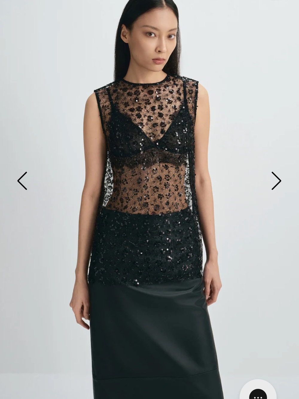 Brand New Rue Sophie Black Sequin Floral Mesh Tank Top XS